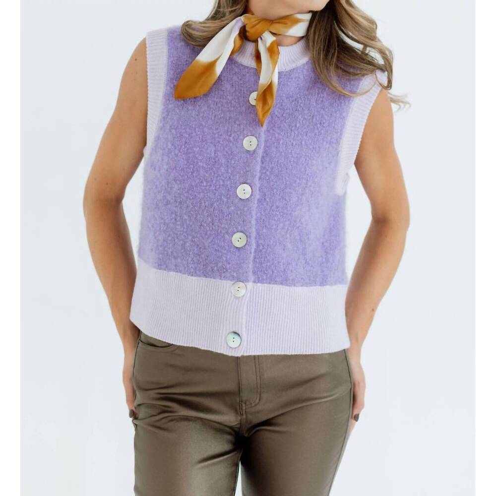 NEW CRUSH odi boucle waistcoat in smokey grape
